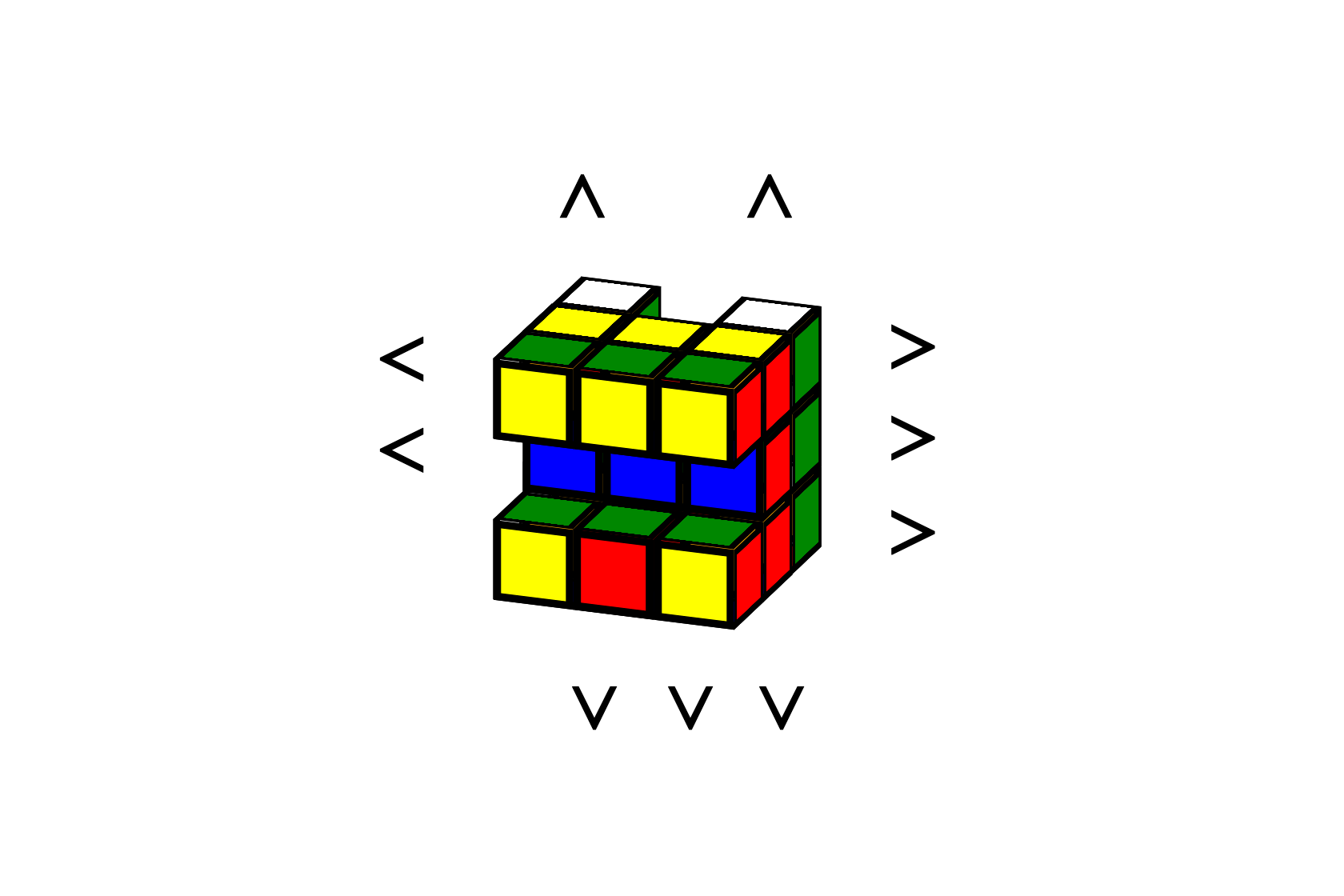 An interactive Rubiks cube, totally scrambled due to the limits of CSS